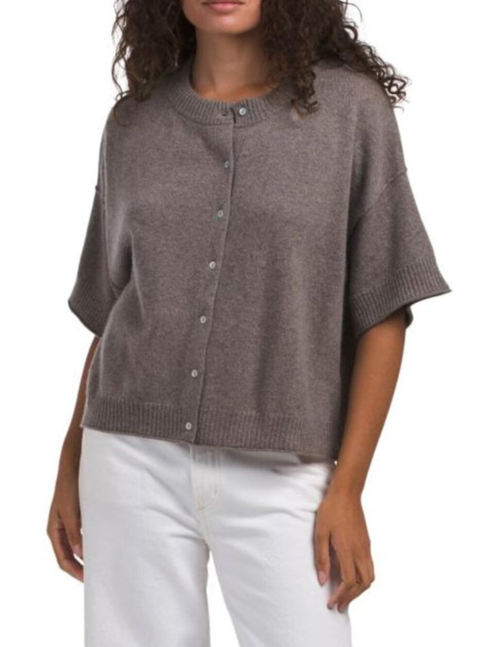 JASON WU Cashmere Boxy Short Sleeve Cardigan